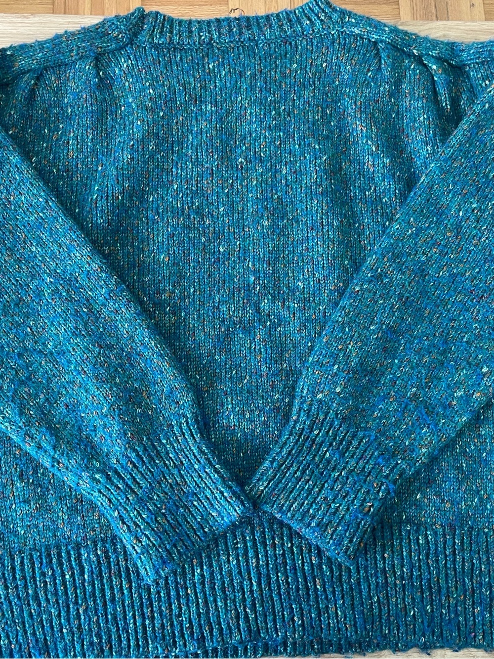 My Story Teal Speckled Crewneck Sweater